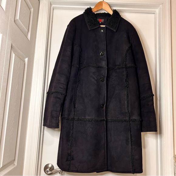 Gallery Woman Black Faux Suede Coat - Size 1X - Picture 2 of 14